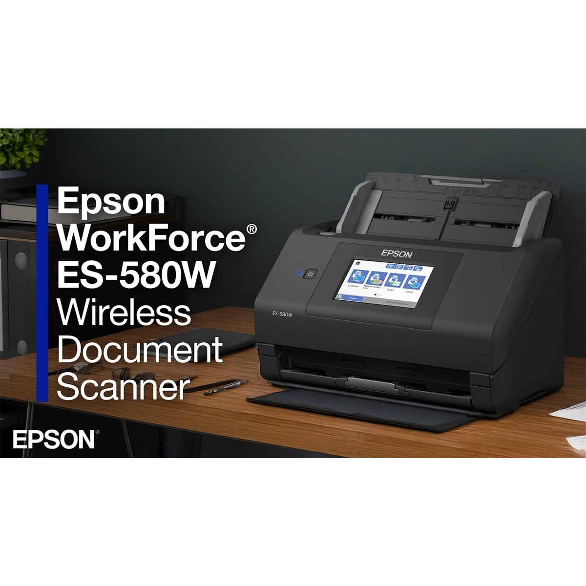 Epson WorkForce ES-580W Wireless Document Scanner Fronts Views