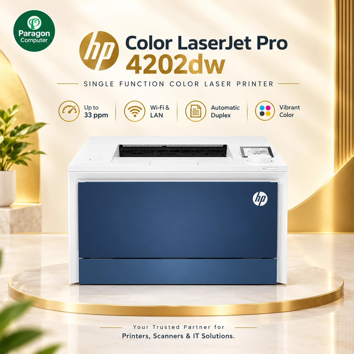 HP Color LaserJet Pro 4202dw Printer Desk View