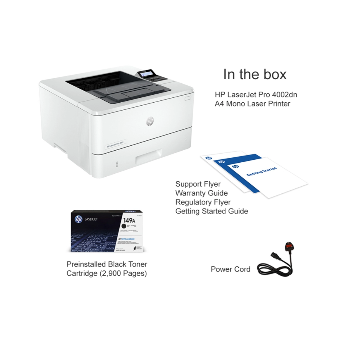 HP Laser Jet Pro 4002dn Single Function Printer In the box