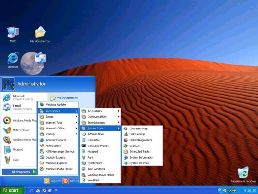 Windows XP Start Menu Bar