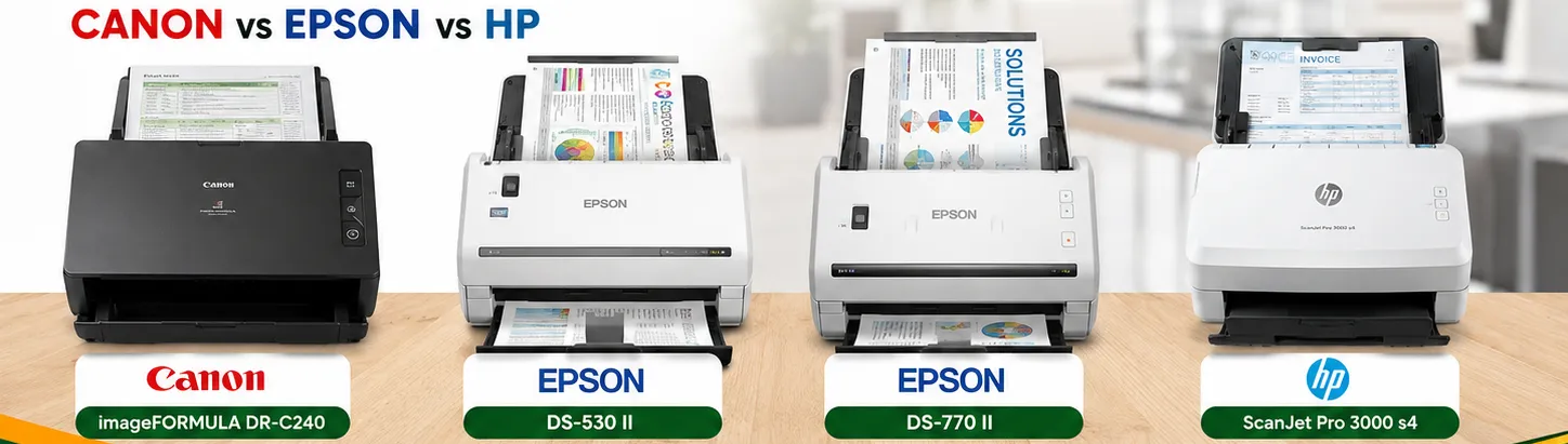 Canon DR-C240 vs Epson DS-530 II vs Epson DS-770 II vs HP ScanJet Pro 3000 s4